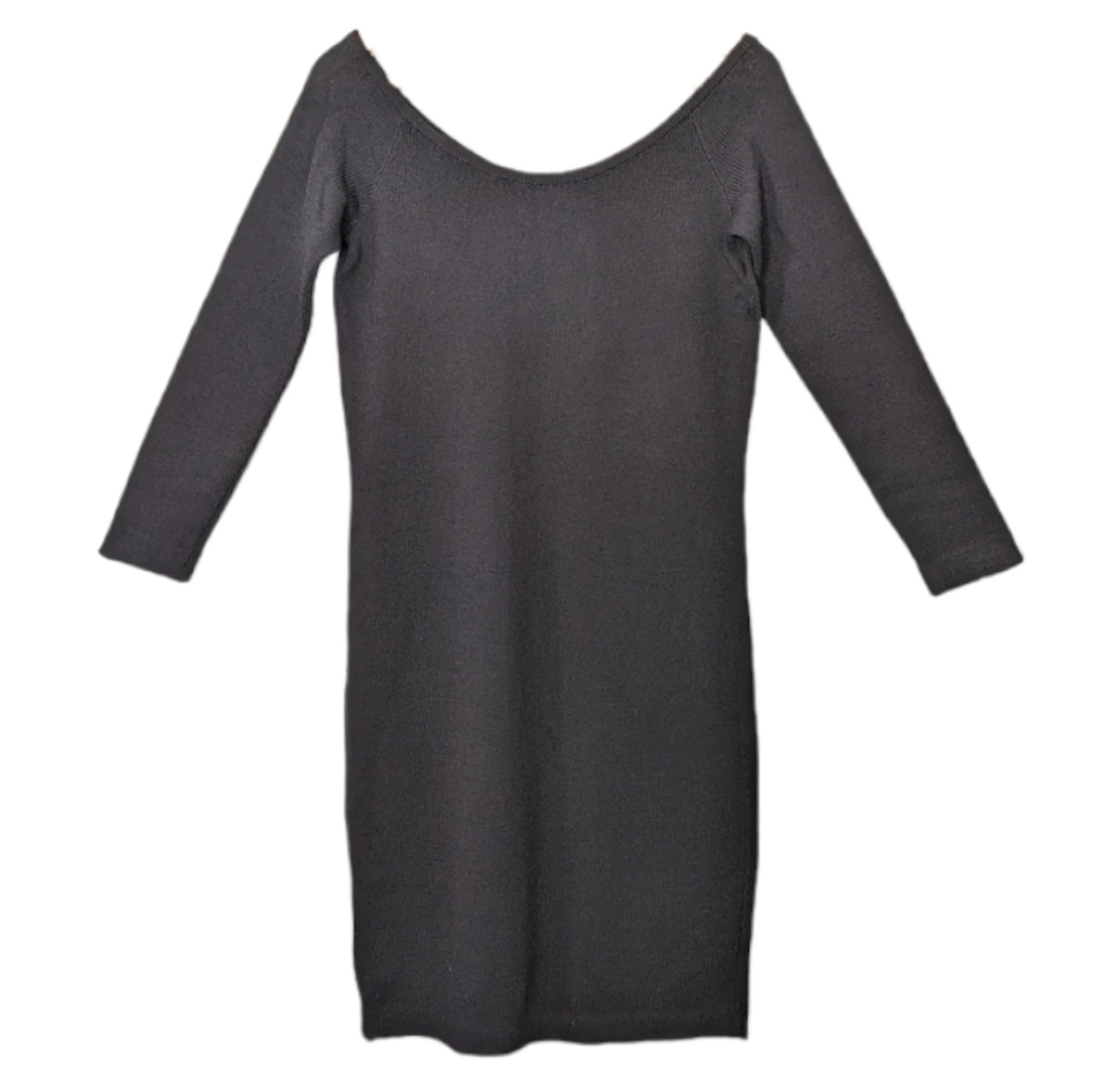 St John Knee Length Santana Knit Black Dress Size 8